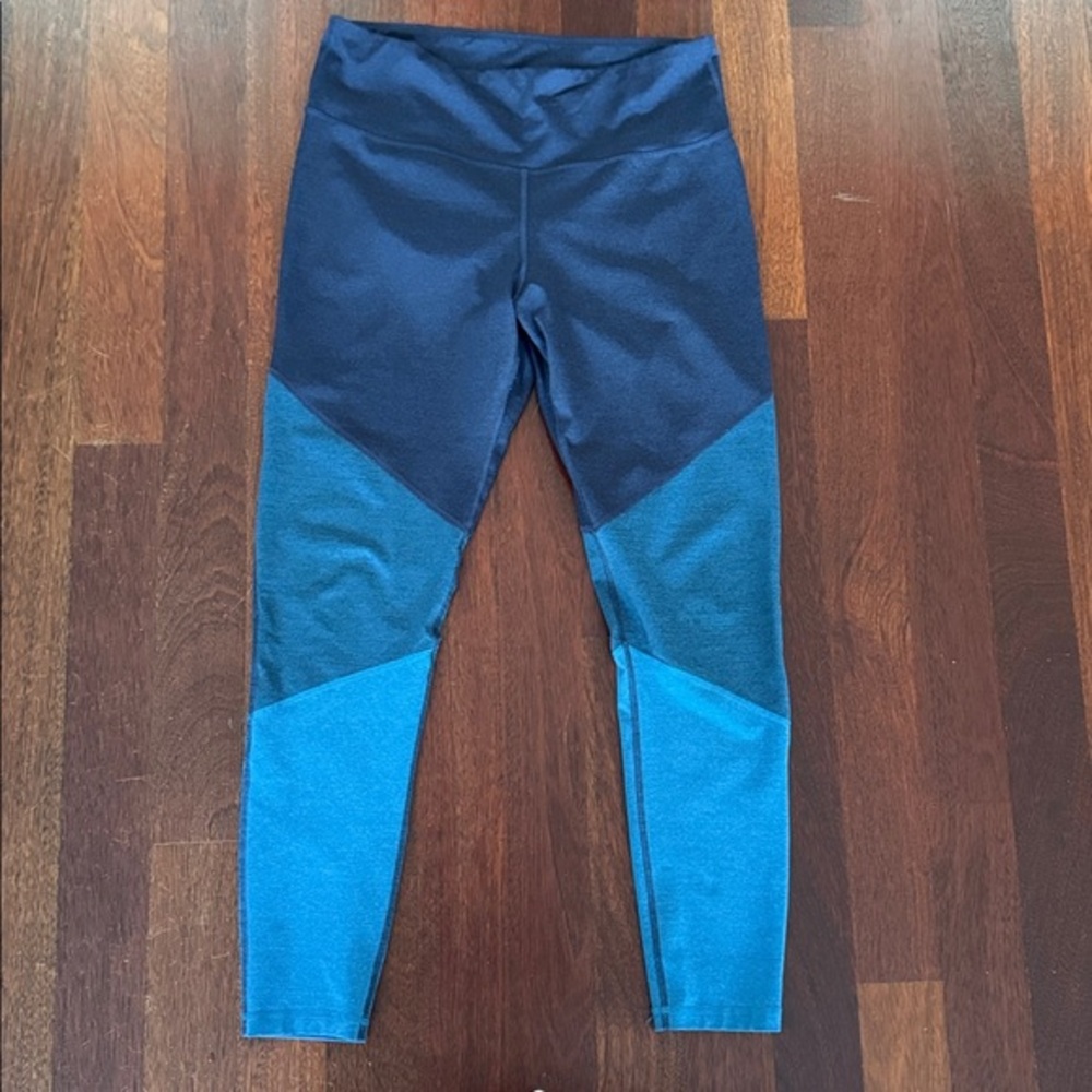 Old Navy Elevate Blue Color Block Compression Leggings Mid-Rise Size Extra Large